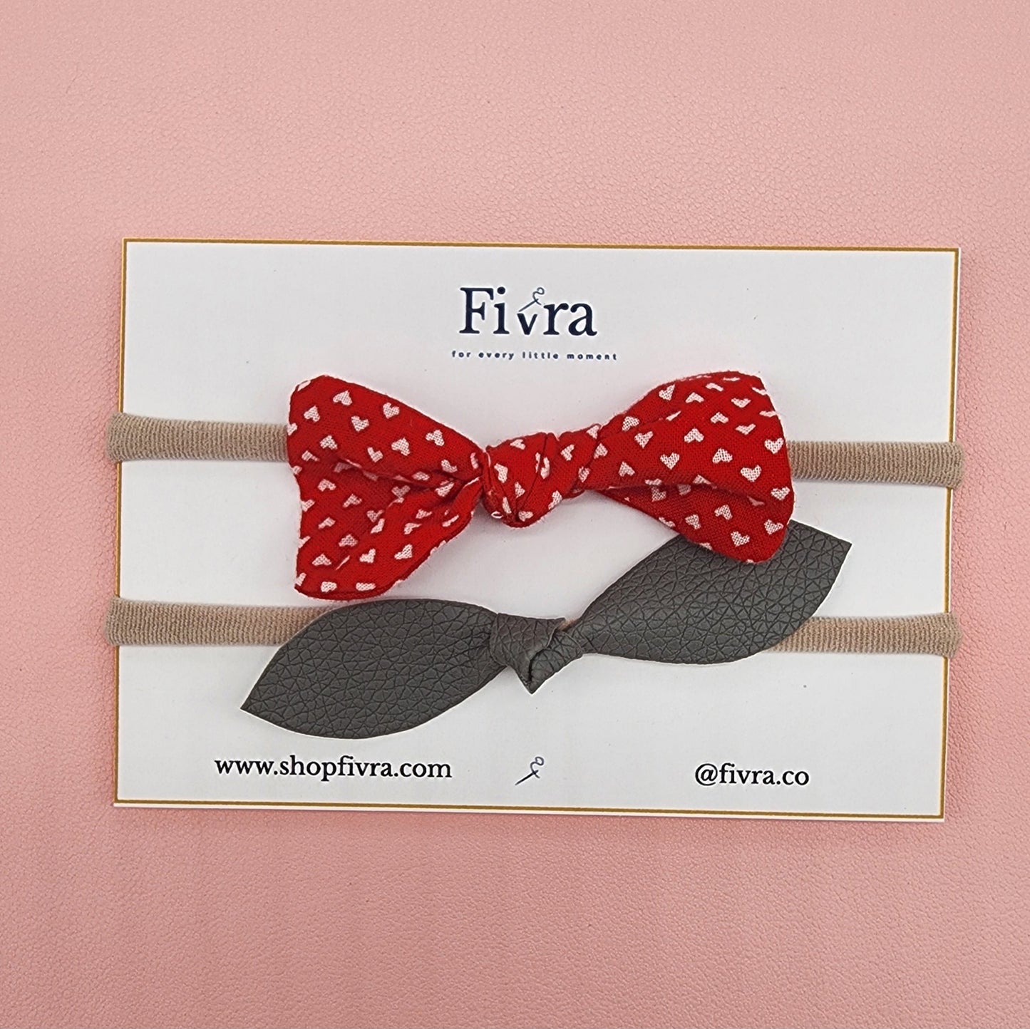 Small hair bow - Nylon headband - Pack x2
