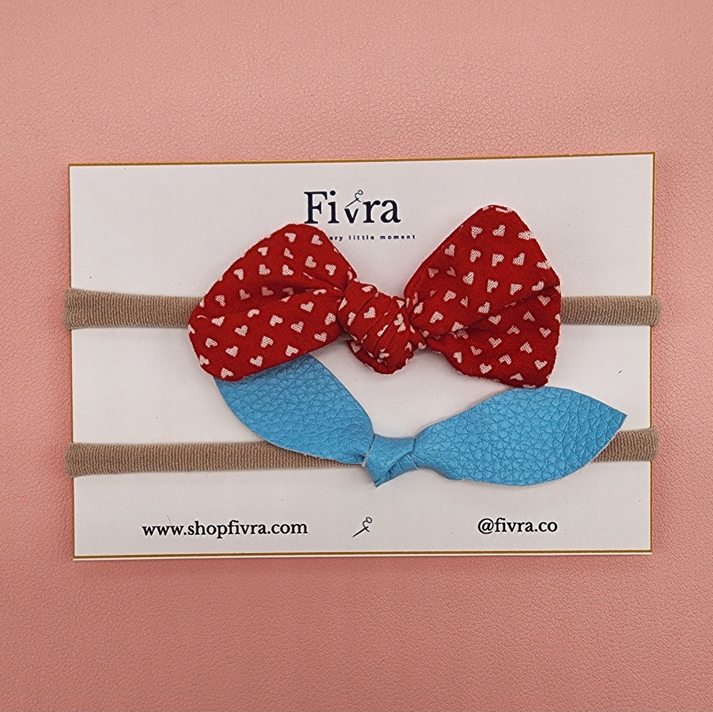 Small hair bow - Nylon headband - Pack x2