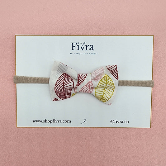 Small hair bow - Nylon headband -leaves