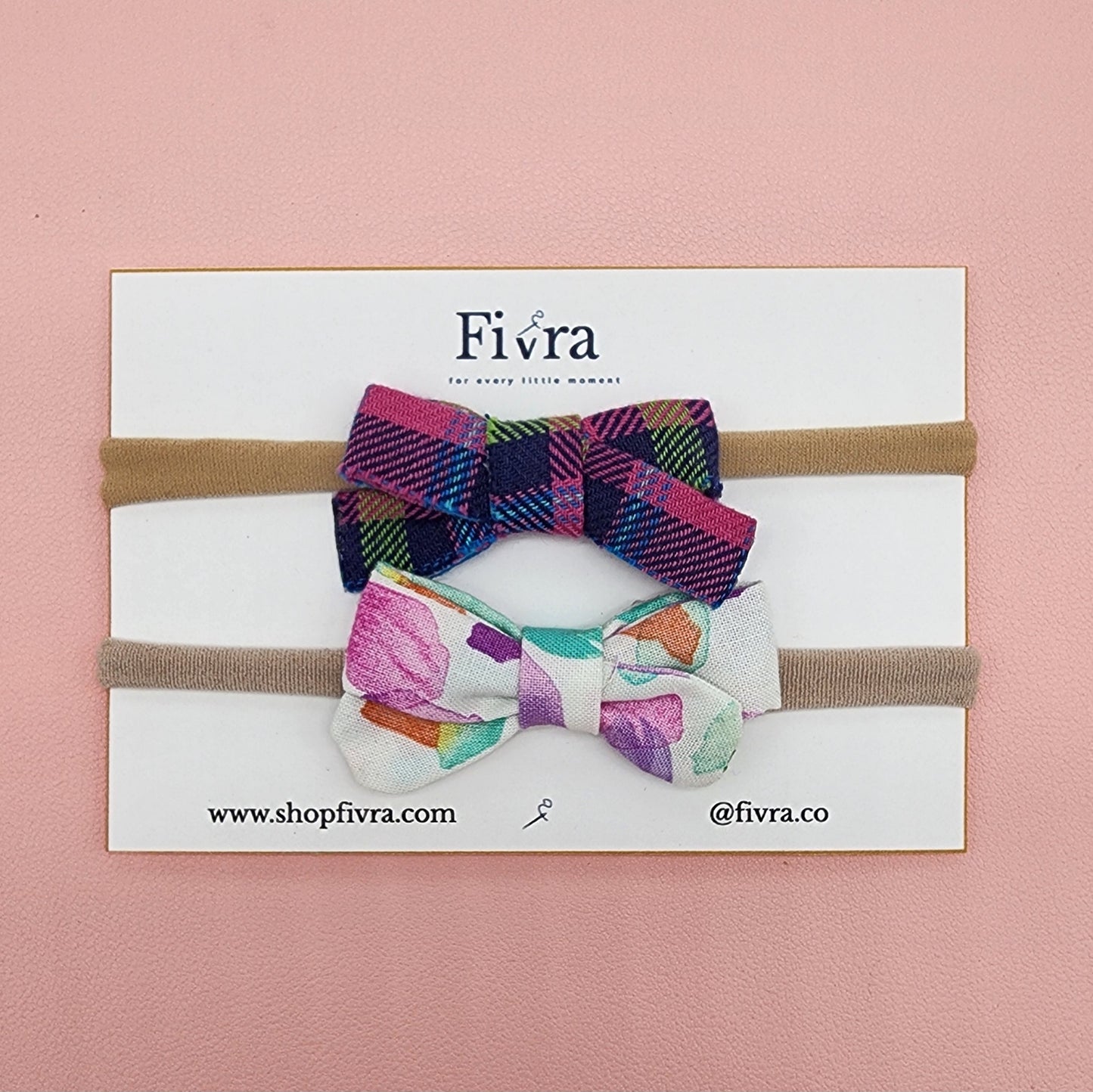 Small hair bow - Nylon headband - Packx2 varieties