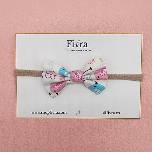 Small hair bow - Nylon headband -Birdie