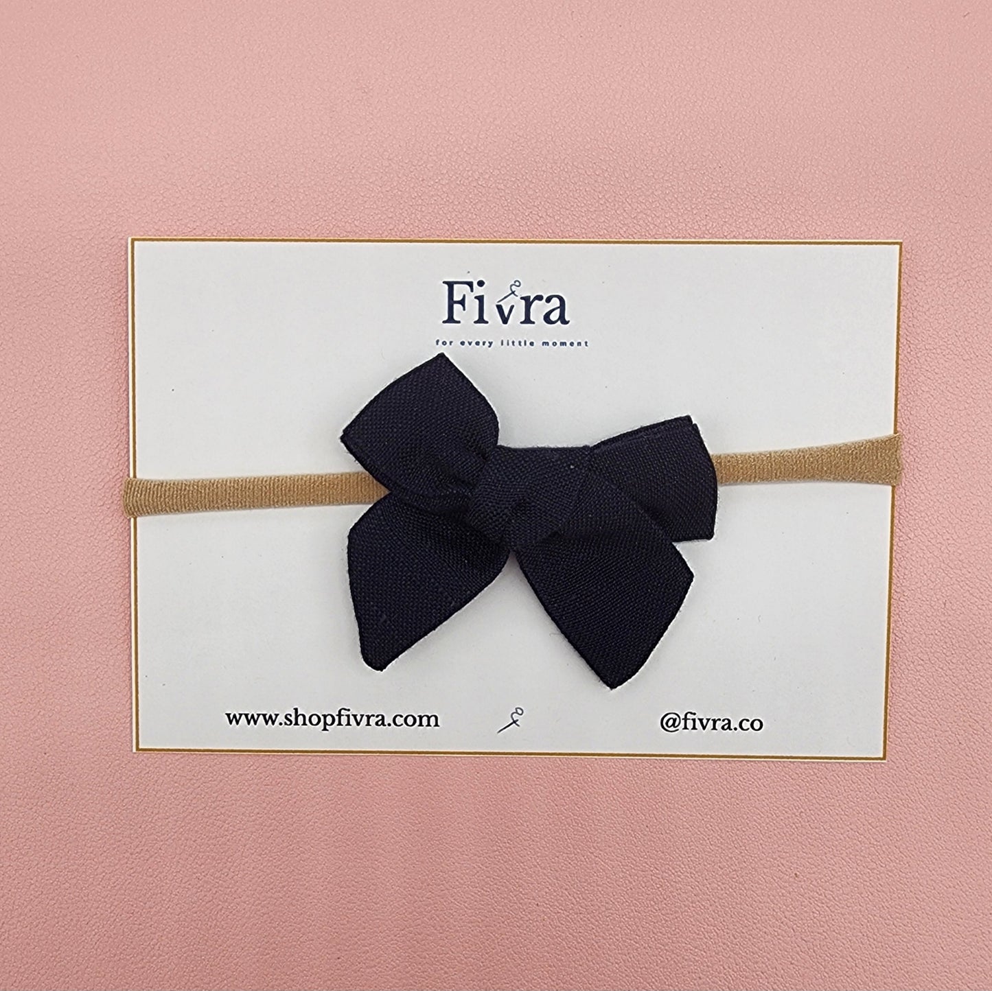Small hair bow - Nylon headband -navy