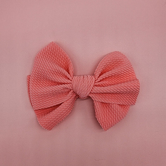 X Large hair bow - French barrete hair clip - Coral