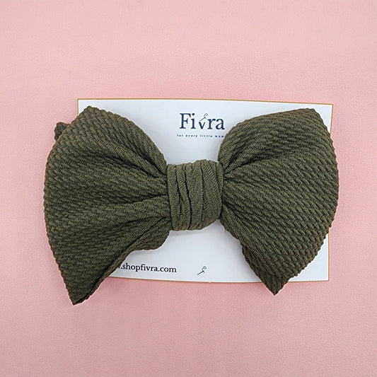 X Large hair bow - French barrete hair clip - Green