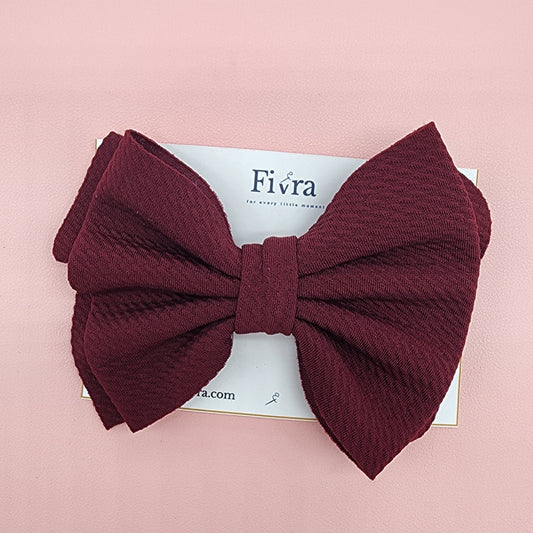 X Large hair bow - French barrete hair clip - Burgundy