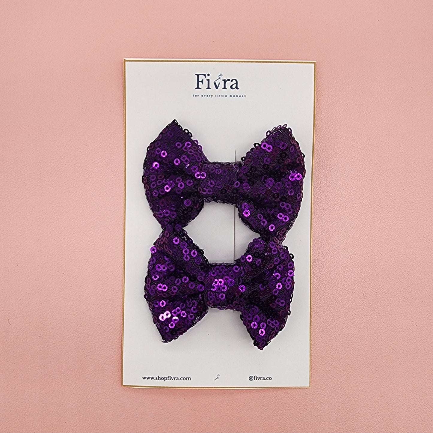 Small pair of bow - Alligator hair clip - Purple