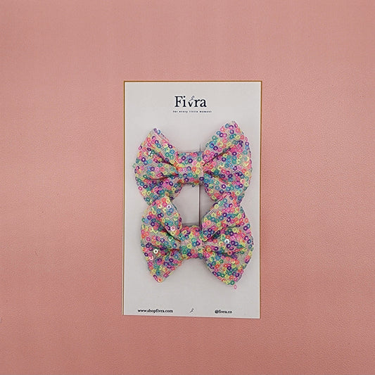 Small pair of bow - Alligator hair clip - Multicolors