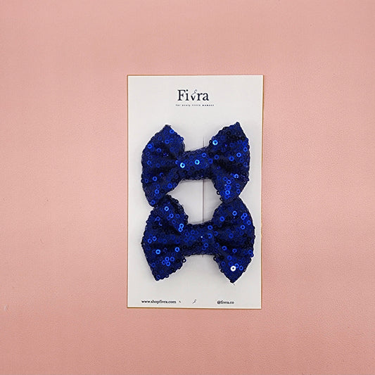 Small pair of bow - Alligator hair clip - Royal blue
