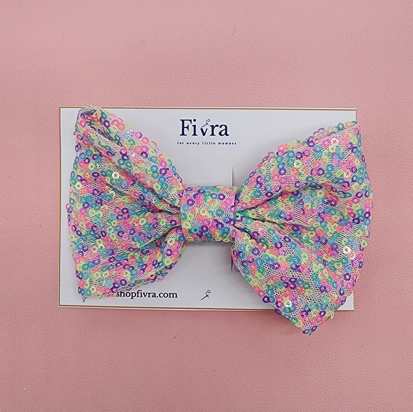 Large hair bow - Alligator hair clip - Multi colors sequin