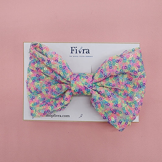 Large hair bow - Alligator hair clip - Multi colors sequin