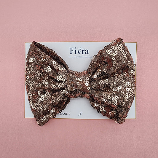 Large hair bow - Alligator hair clip - Champagne sequin