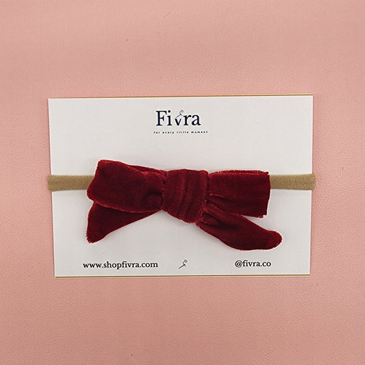 Medium hair bow - Nylon headband - Red Velvet