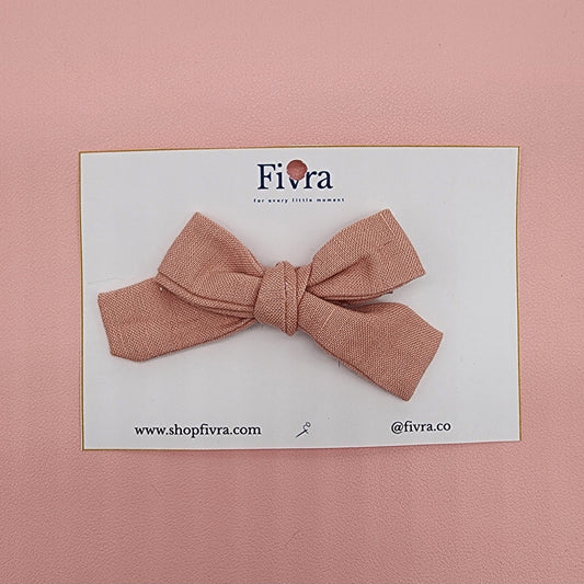 Small hair bow - Alligator clip - Old rose