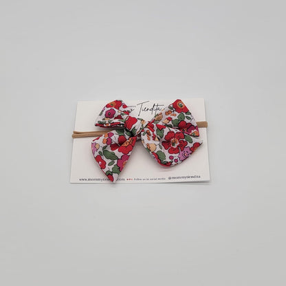 Nylon headband viscose flowers red green medium
