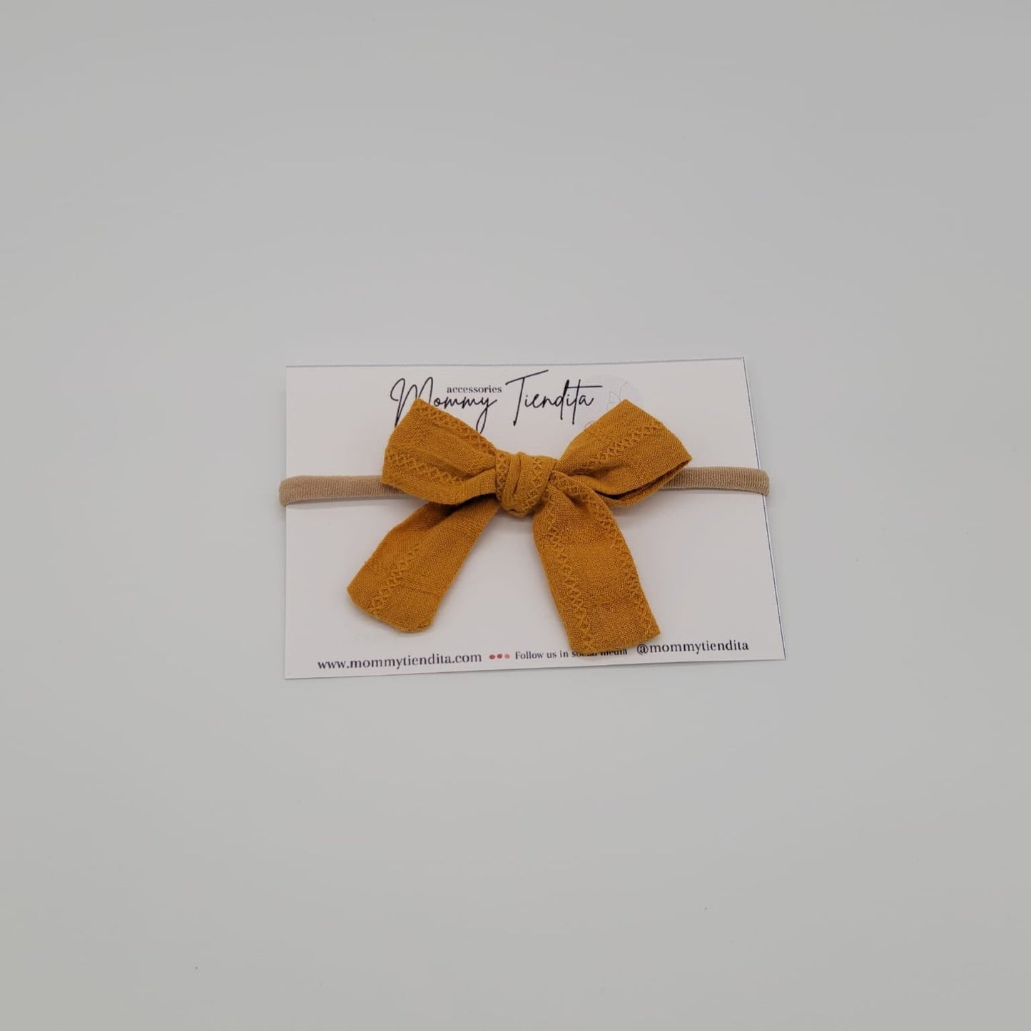 Nylon headband skiny butterfly texture mustard Small