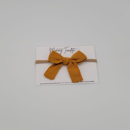 Nylon headband skiny butterfly texture mustard Small