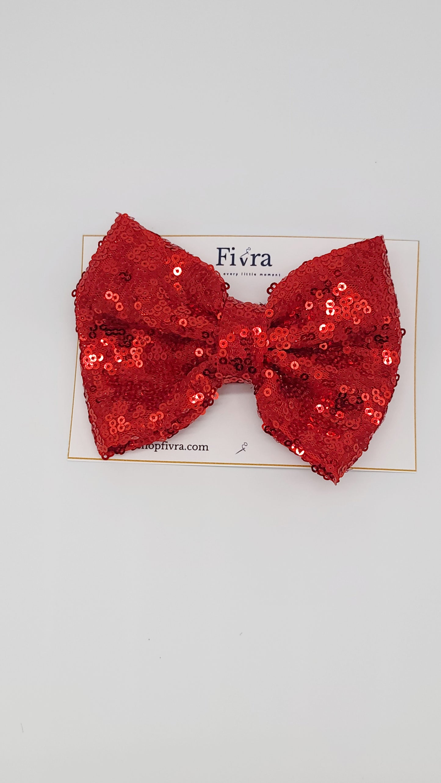 Large hair sequin bow - alligator clip - red
