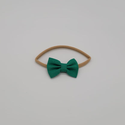 Nylon headband small bow green