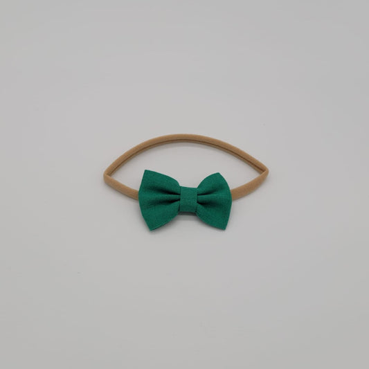 Nylon headband small bow green