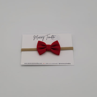 Nylon headband small bow red
