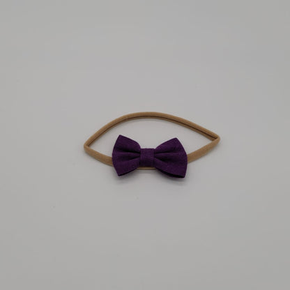 Nylon headband small bow purple
