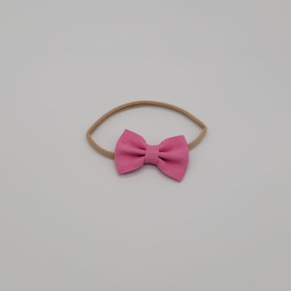 Nylon headband small bow dark rosa