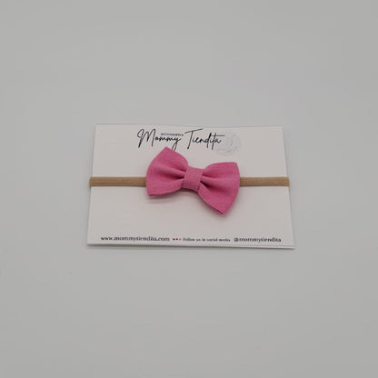 Nylon headband small bow dark rosa