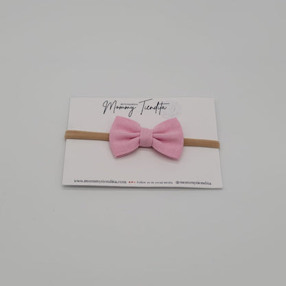 Nylon headband small bow sweet pink