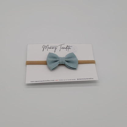 Nylon headband small bow light blue